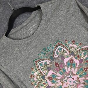Lucky Brand Gray Mandala Print Long Sleeve T Shirt XS TP